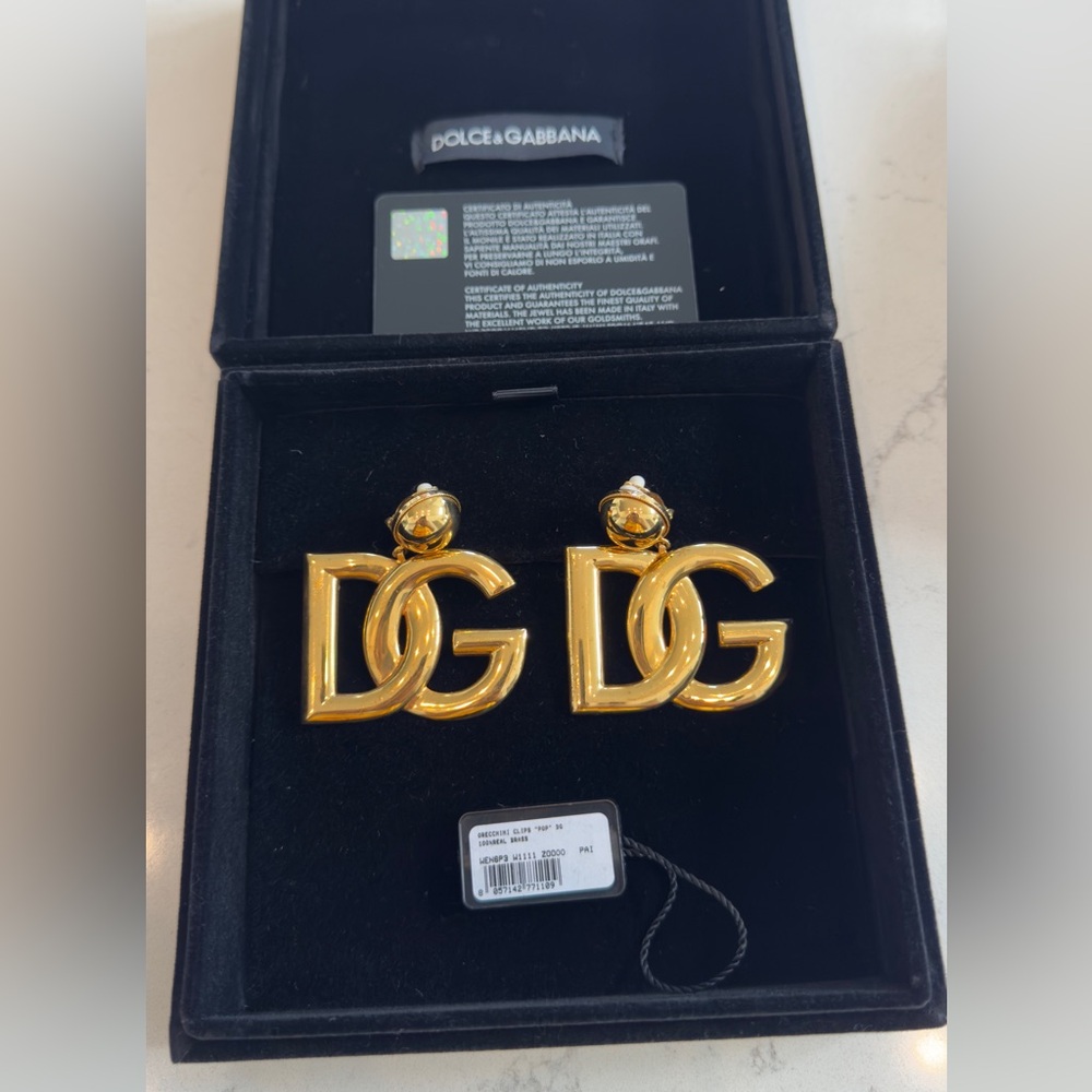 Dolce & Gabbana Gold Logo Earrings (Large) - Picture 3 of 5